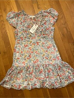 Loveshackfancy Russ floral Ruffle-Hem Mini Dress NWT size 4 original price $445